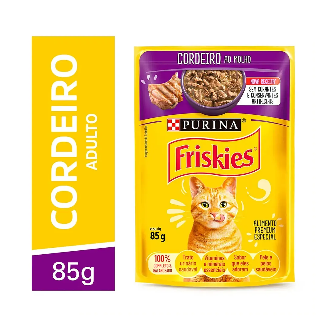 Pack 15x Sachê Friskies Gatos Adultos Sabor Cordeiro Ao Molho
