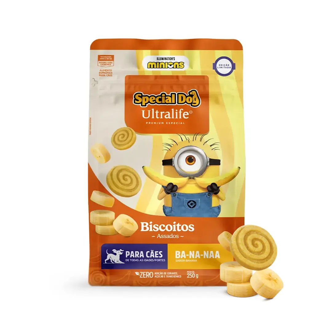 Biscoito Special Dog Ultralife Minions para Cães Sabor Banana 250g