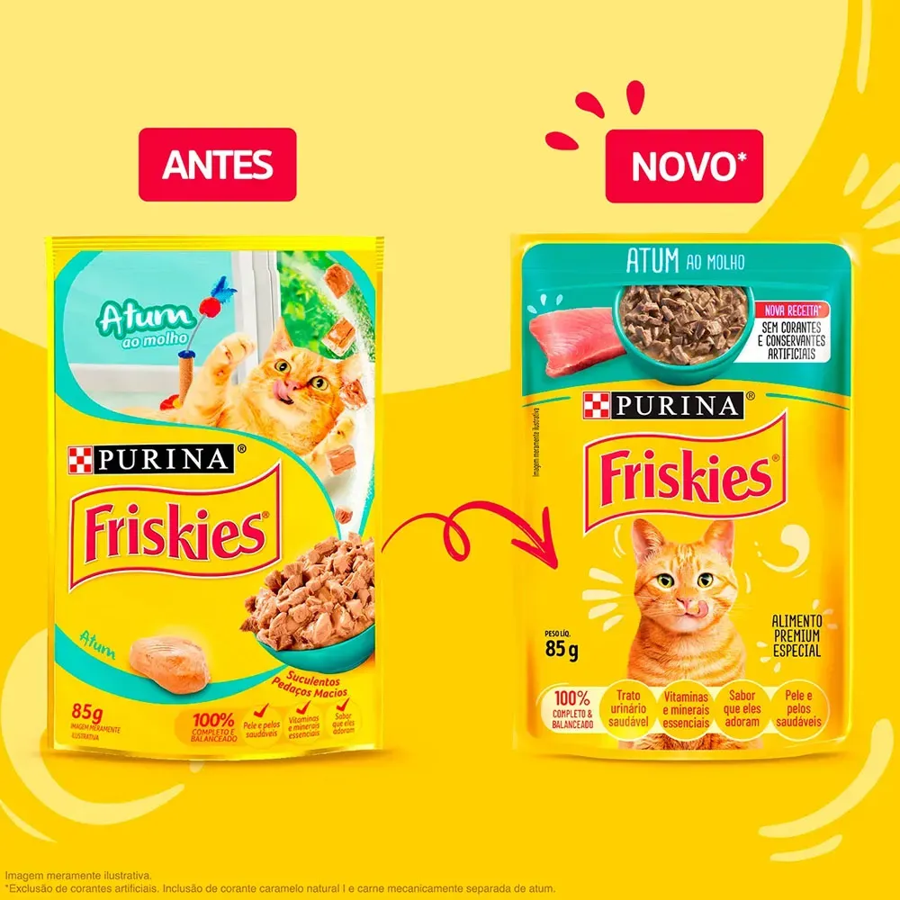 Pack 15x Sachê Friskies para Gatos Adultos Sabor Atum ao Molho 85g