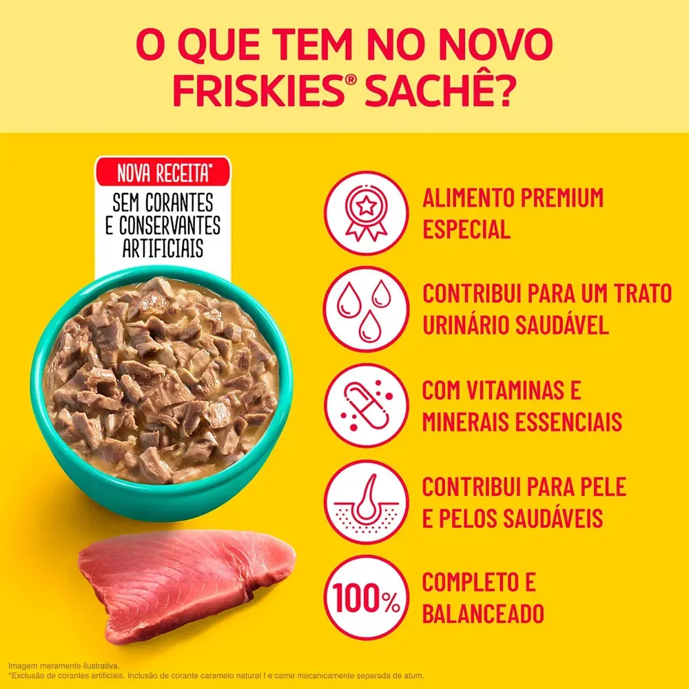 Pack 15x Sachê Friskies para Gatos Adultos Sabor Atum ao Molho 85g