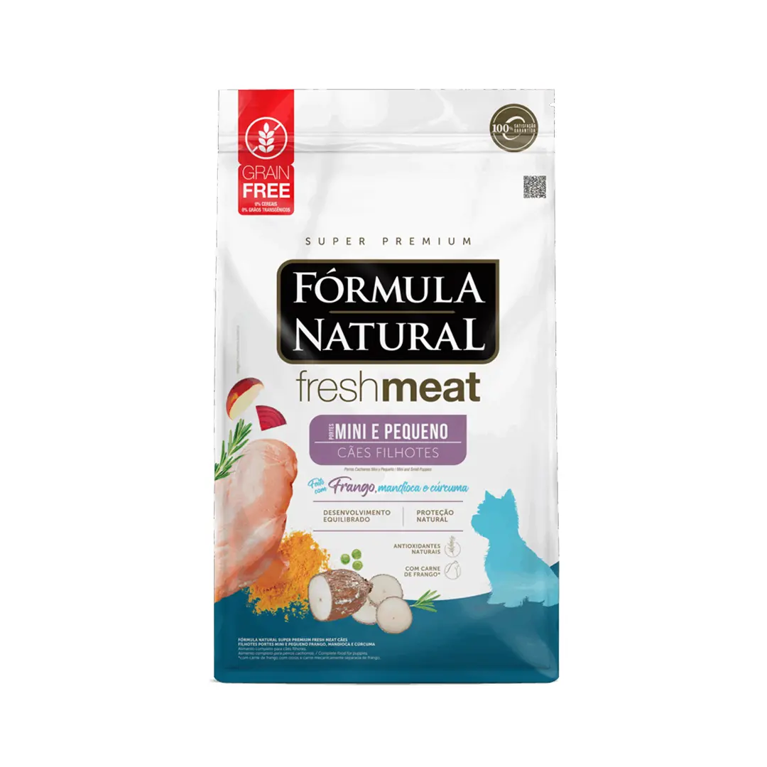 Ração Fórmula Natural Fresh Meat para Cães Filhotes de Porte Mini e Pequeno Sabor Frango, Mandioca e Cúrcuma 10,1Kg Adimax