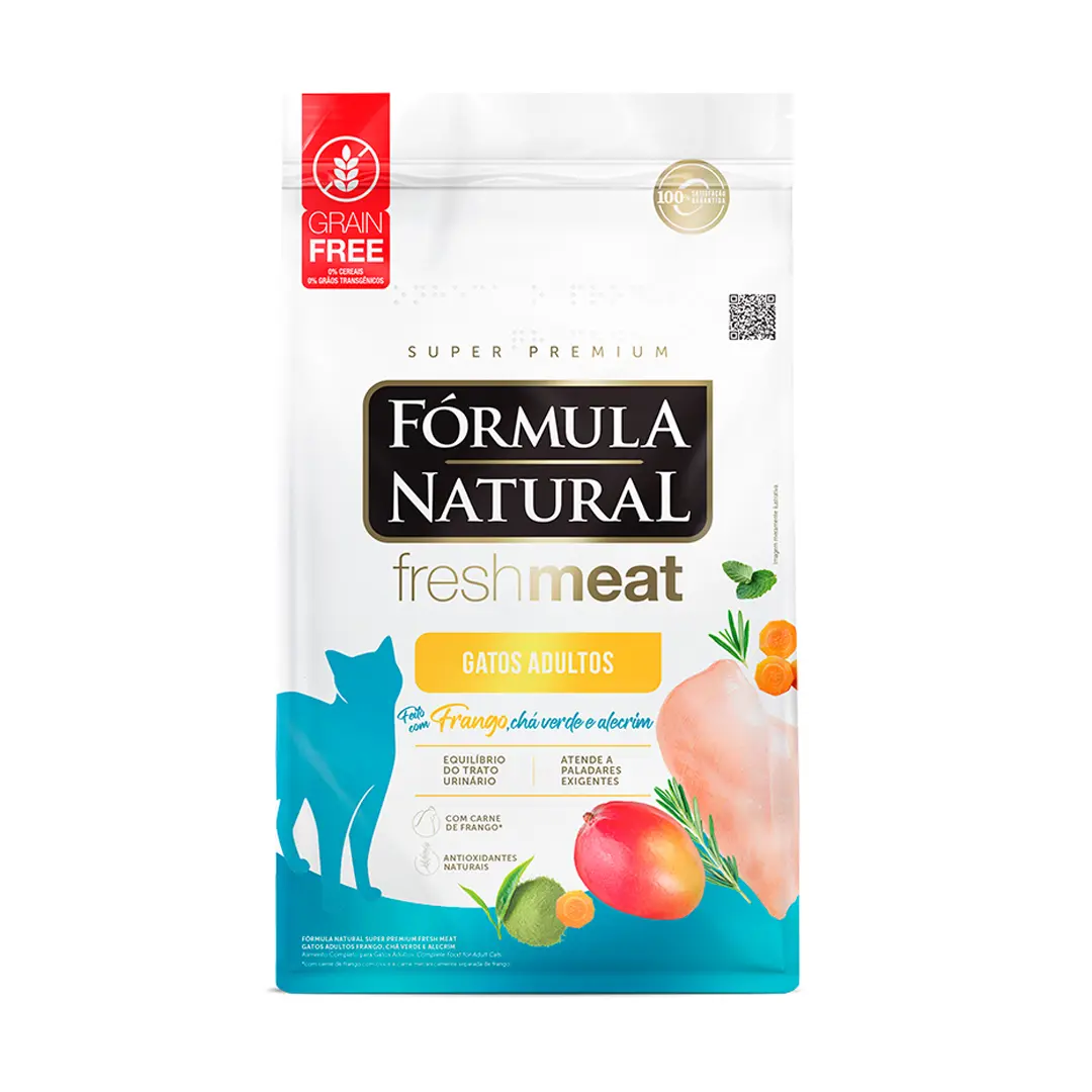 Ração Fórmula Natural Fresh Meat para Gatos Adultos Sabor Frango, Chá Verde e Alecrim 10,1Kg Adimax