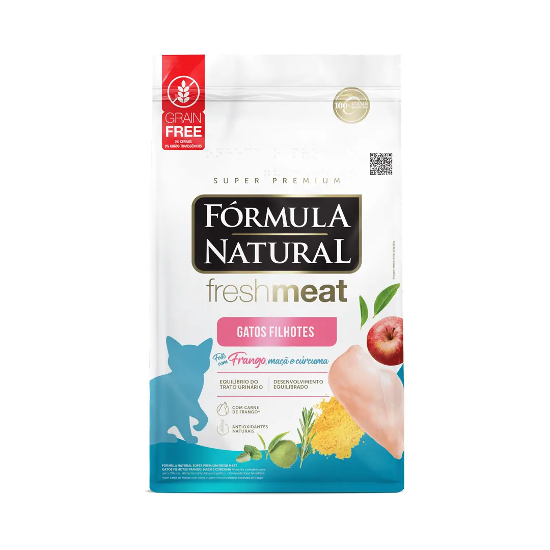 Ração Fórmula Natural Fresh Meat para Gatos Filhotes Sabor Frango, Maça e Cúrcuma 10,1Kg Adimax