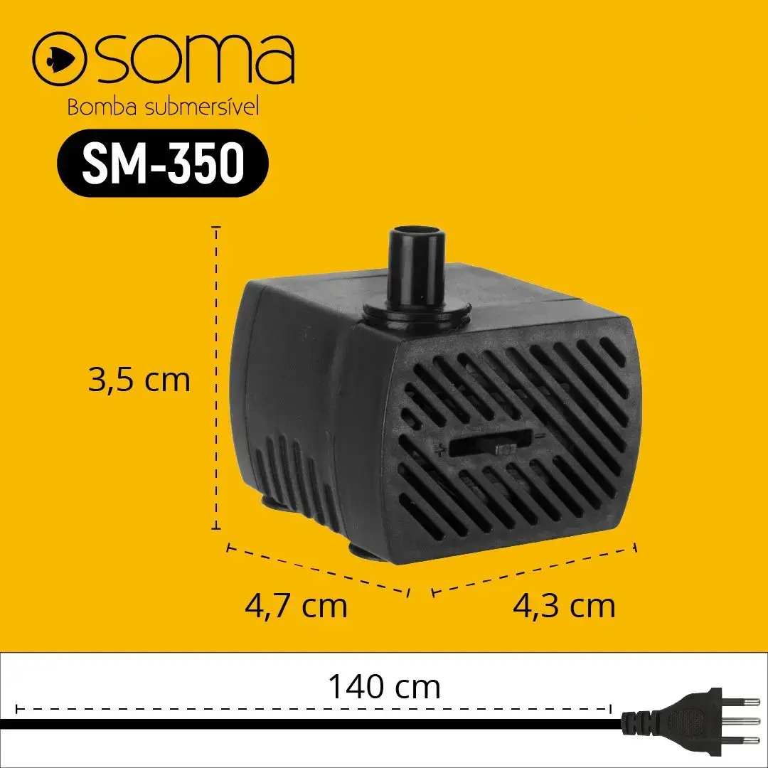 Bomba Submersa Soma SM-350 350L/H 220V para Aquários