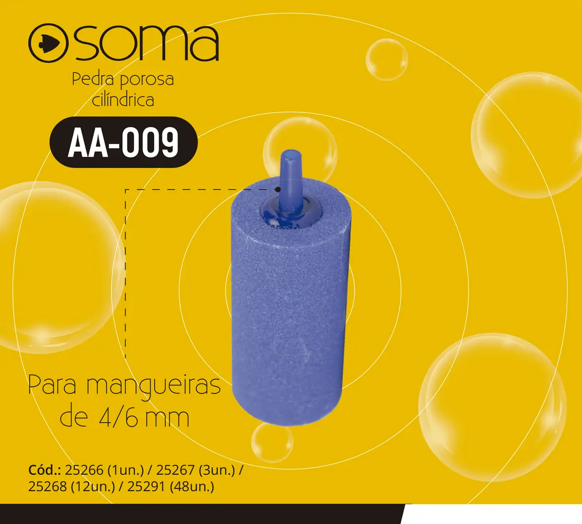 Pedra Porosa Cilindrica AA-009 Soma 25x50mm 1 Unidade