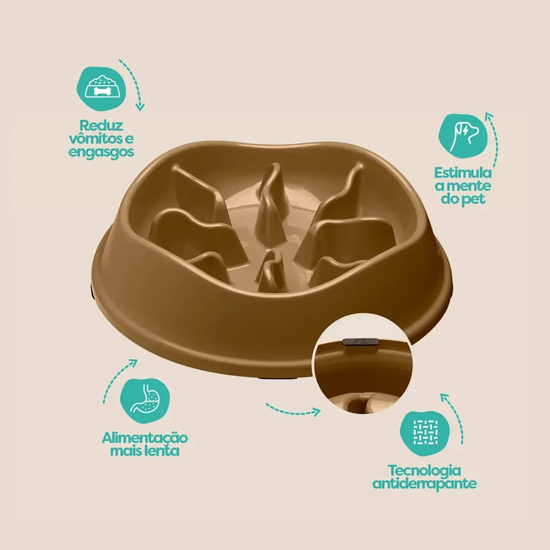 Comedouro Lento Interativo Stark Slow para Cães 550ml Bege