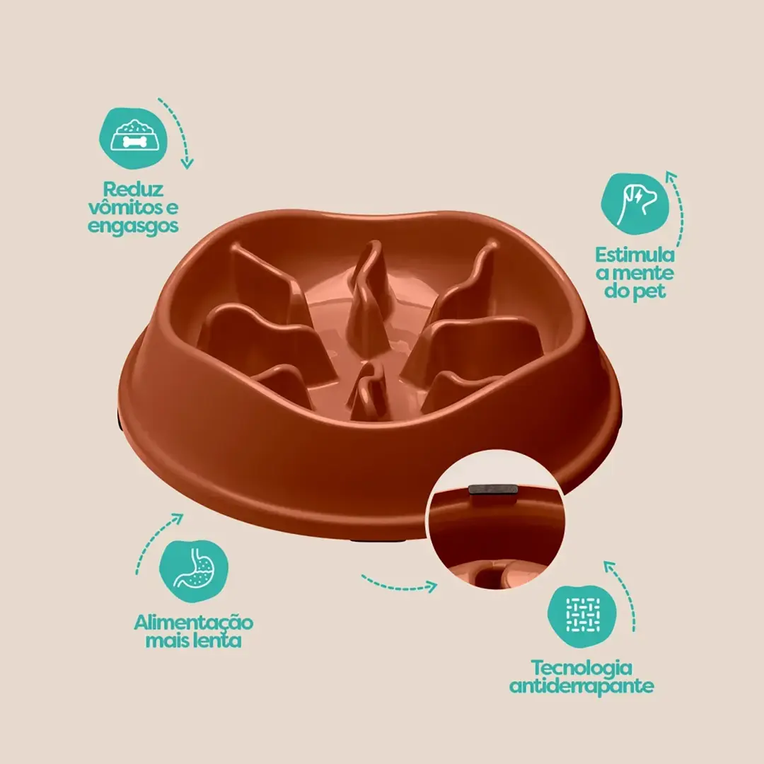 Comedouro Lento Interativo Stark Slow para Cães 550ml Cobre