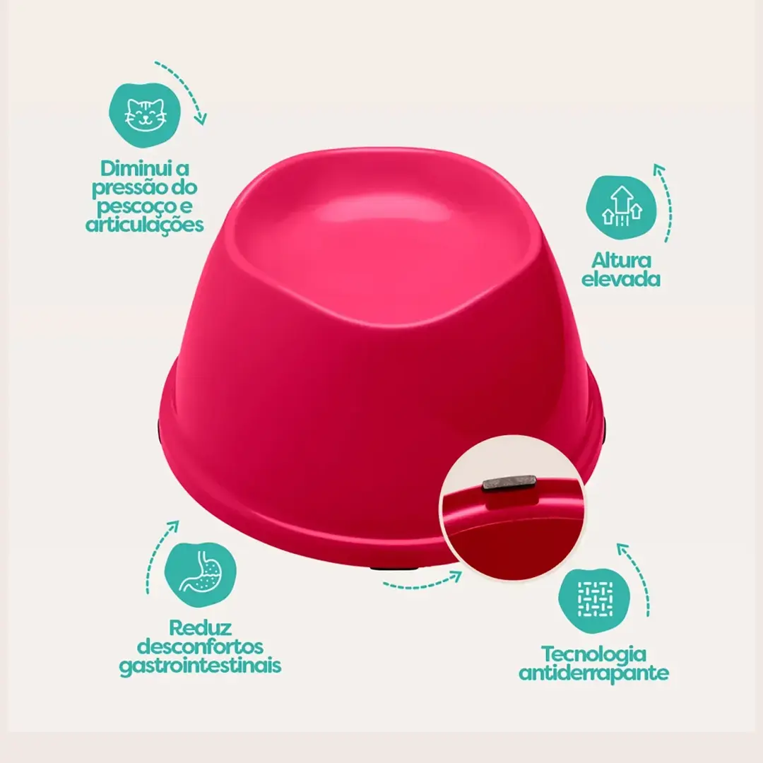 Comedouro Alto Stark High para Gatos 200ml Magenta