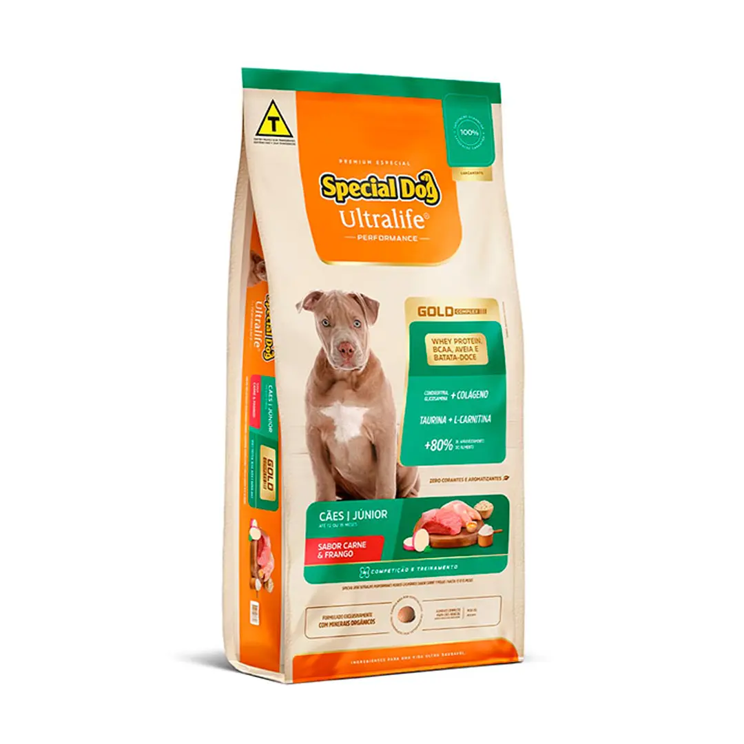 Ração Special Dog Ultralife Performance para Cães Filhotes de Raças Médias e Grandes Sabor Carne e Frango 15Kg