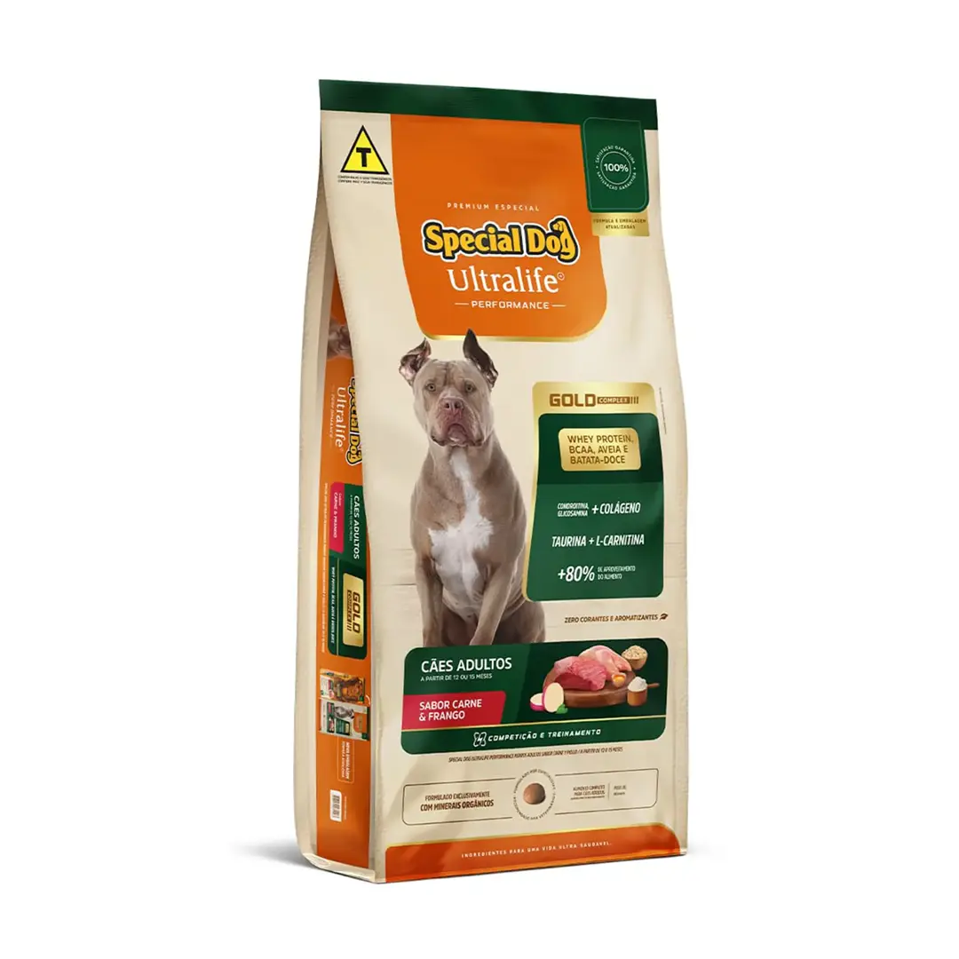 Ração Special Dog Ultralife Performance para Cães Adultos de Raças Médias e Grandes Sabor Carne e Frango 15Kg