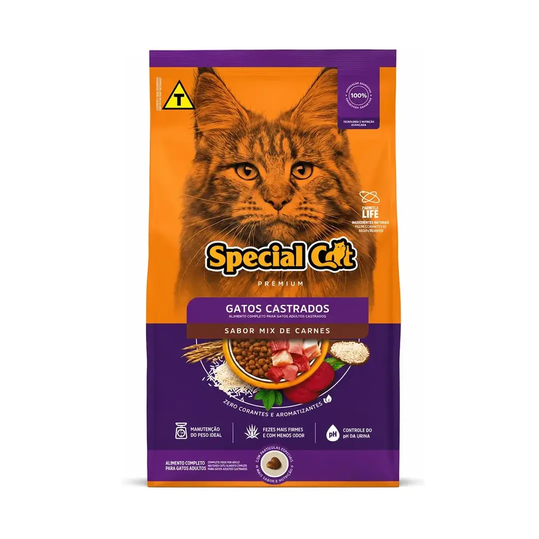 Ração Special Cat para Gatos Adultos Castrados Sabor Mix de Carnes 10,1Kg