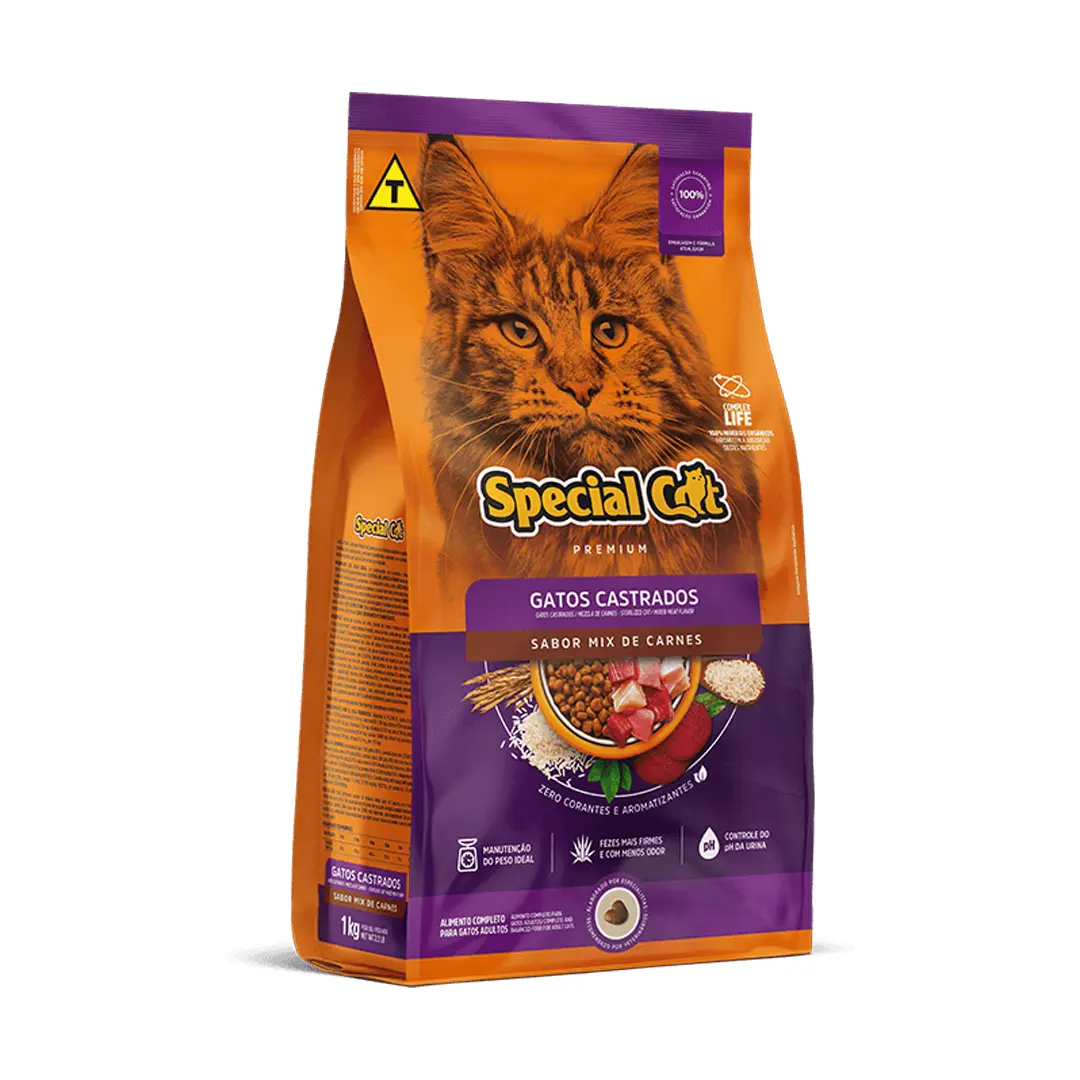 Ração Special Cat para Gatos Adultos Castrados Sabor Mix de Carnes 1Kg