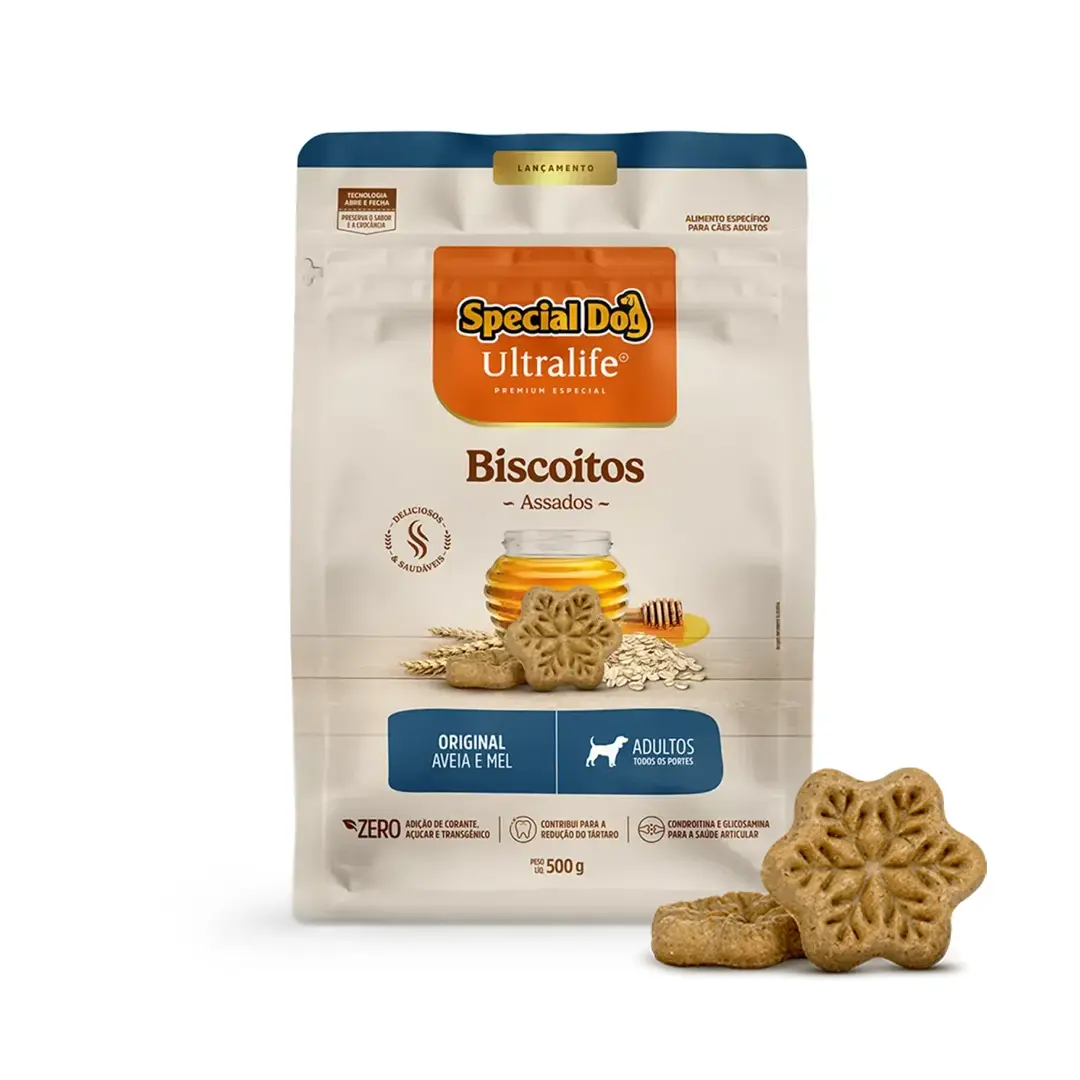 Biscoito Special Dog Ultralife Original para Cães Adultos Sabor Aveia e Mel 500g