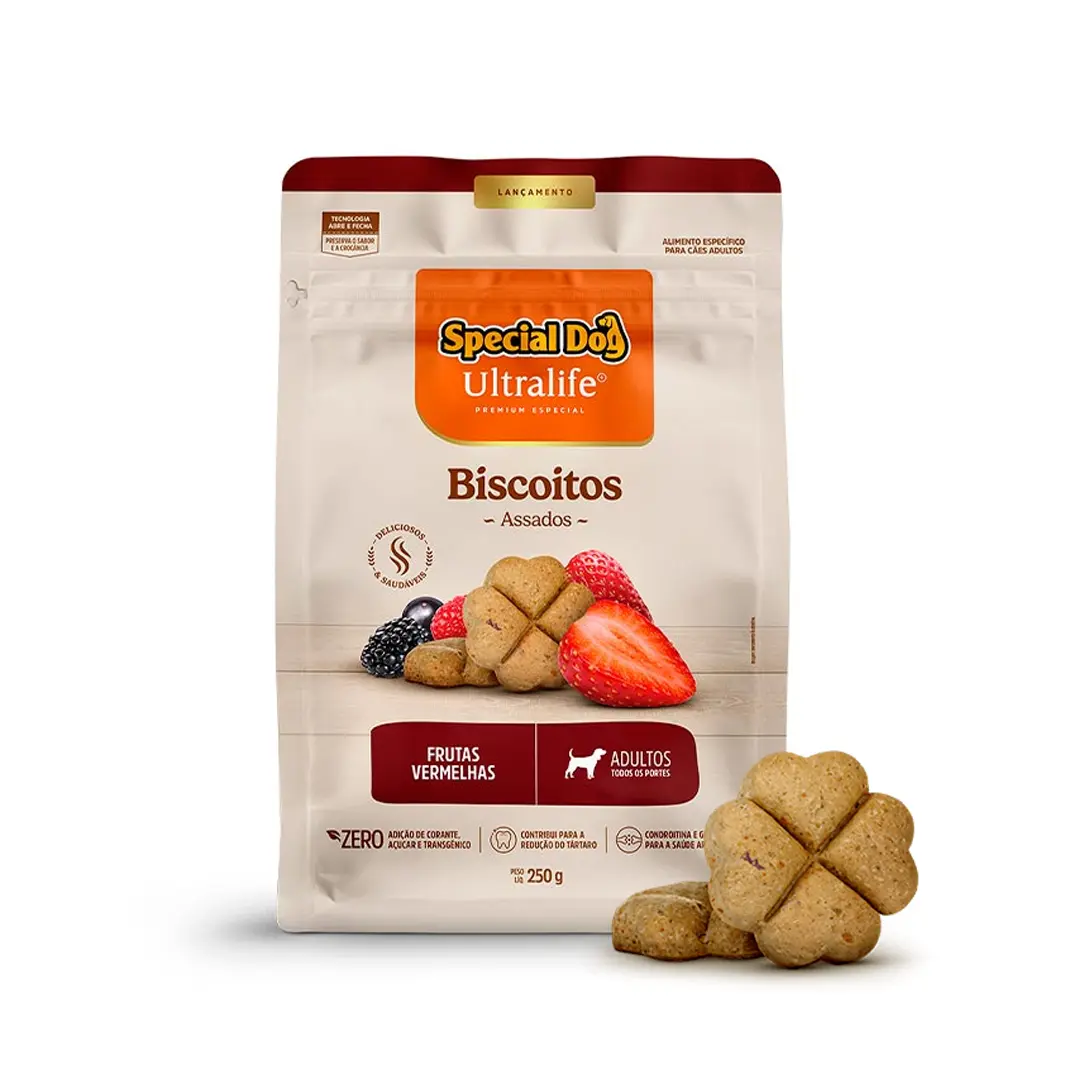 Biscoito Special Dog Ultralife para Cães Adultos Sabor Frutas Vermelhas 250g