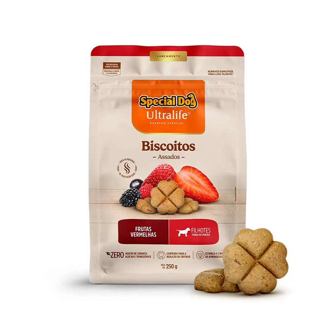Biscoito Special Dog Ultralife para Cães Filhotes Sabor Frutas Vermelhas 250g