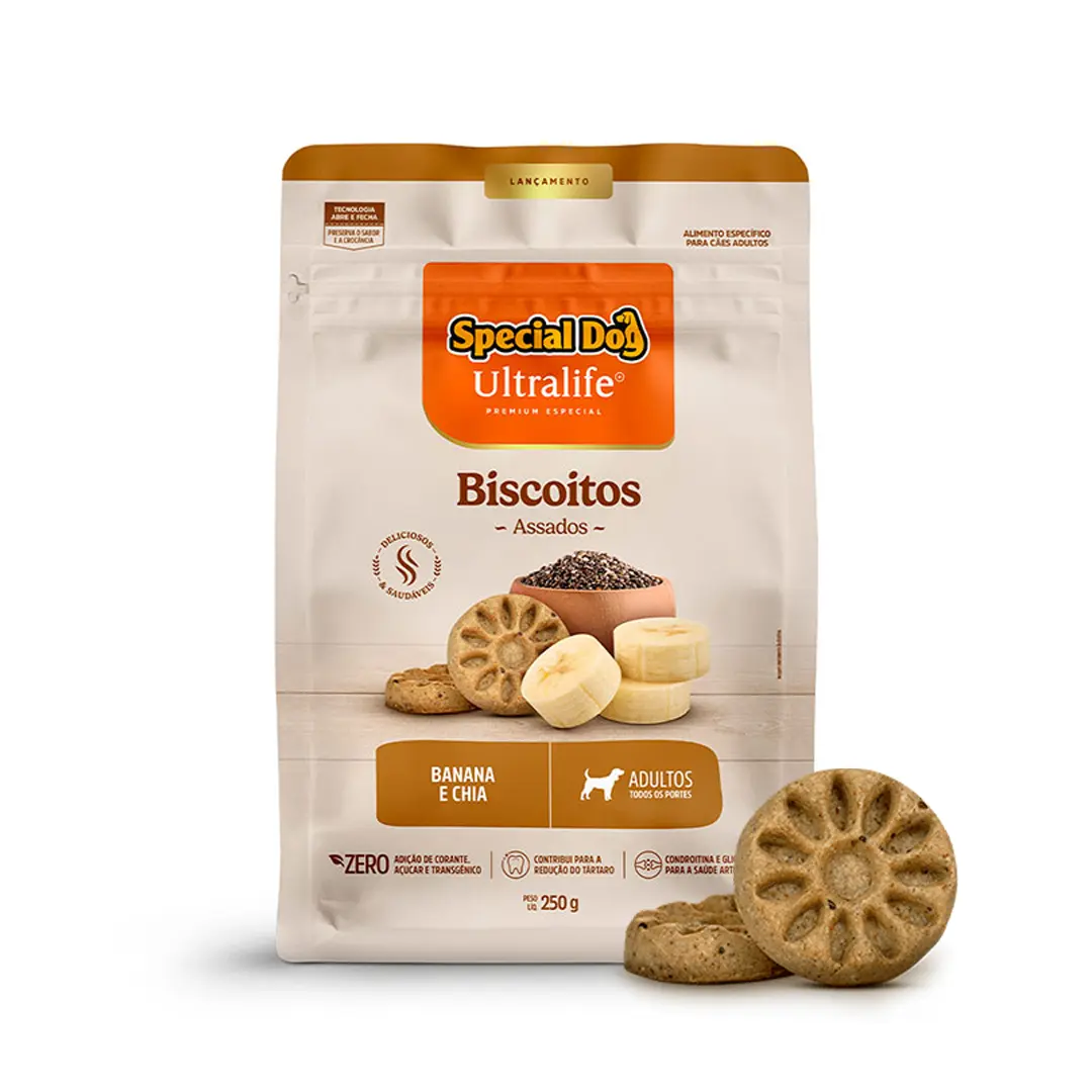 Biscoito Special Dog Ultralife para Cães Adultos Sabor Banana e Chia 250g