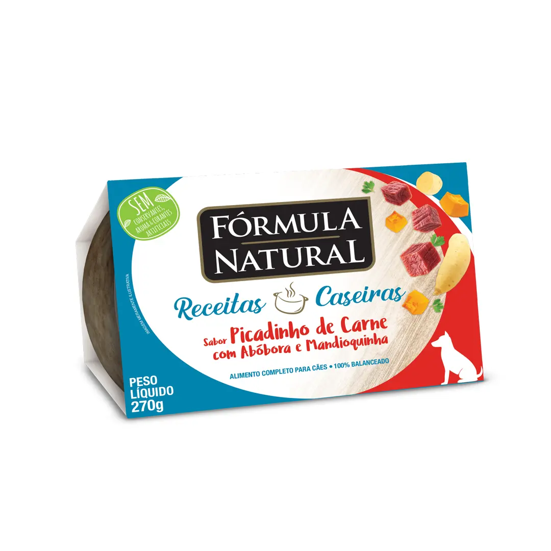 Ração Úmida Fórmula Natural Receitas Caseiras para Cães Adultos Sabor Picadinho de Carne com Abóbora e Mandioquinha 270g