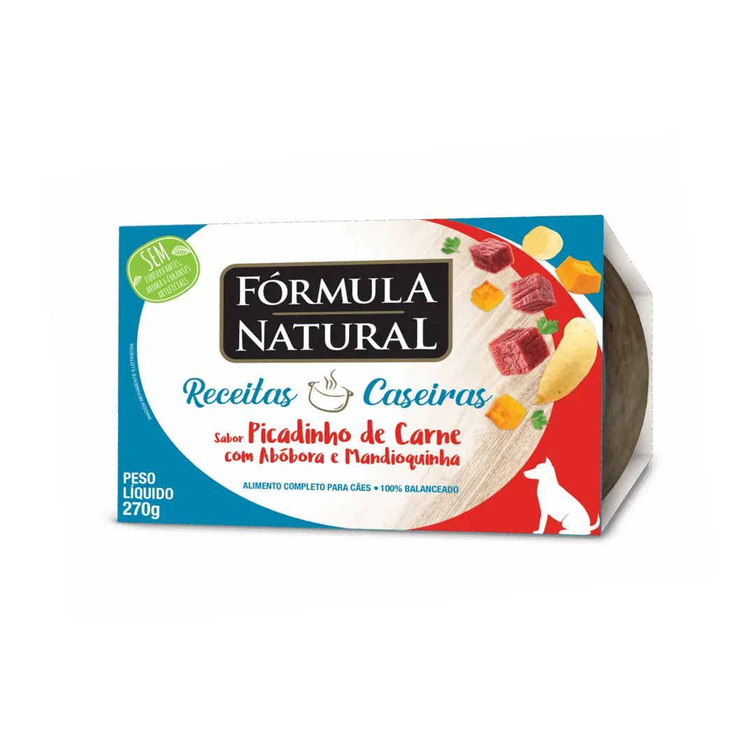 Ração Úmida Fórmula Natural Receitas Caseiras para Cães Adultos Sabor Picadinho de Carne com Abóbora e Mandioquinha 270g