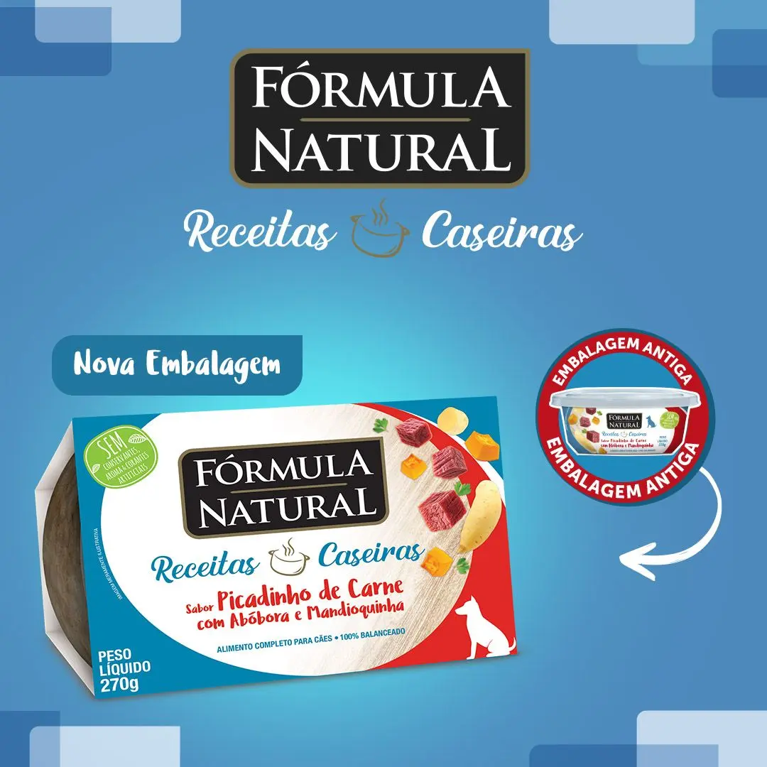 Ração Úmida Fórmula Natural Receitas Caseiras para Cães Adultos Sabor Picadinho de Carne com Abóbora e Mandioquinha 270g