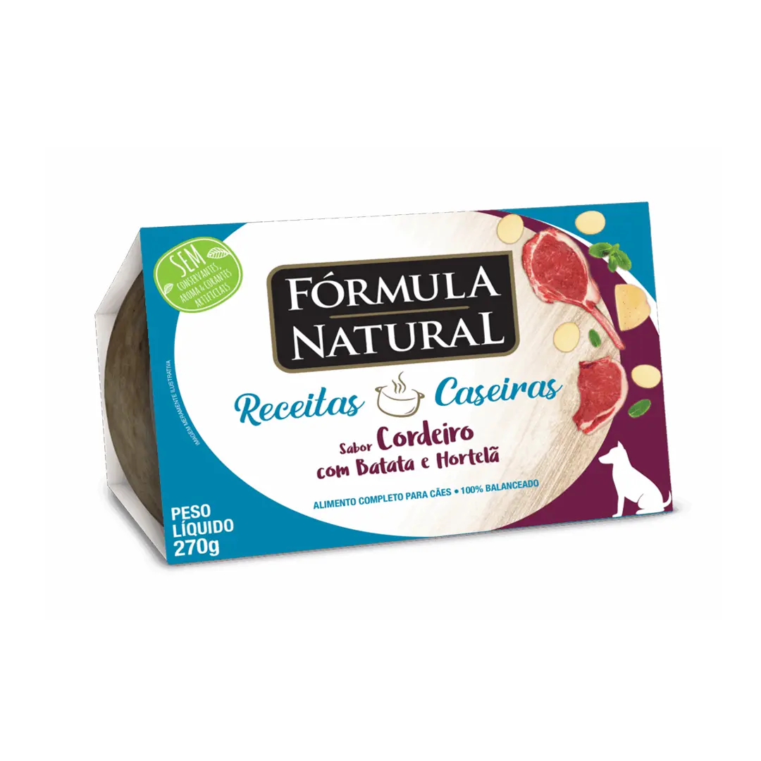 Ração Úmida Fórmula Natural Receitas Caseiras para Cães Adultos Sabor Cordeiro com Batata e Hortelã 270g