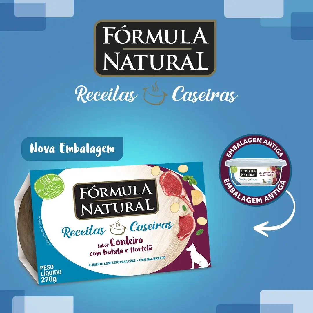 Ração Úmida Fórmula Natural Receitas Caseiras para Cães Adultos Sabor Cordeiro com Batata e Hortelã 270g