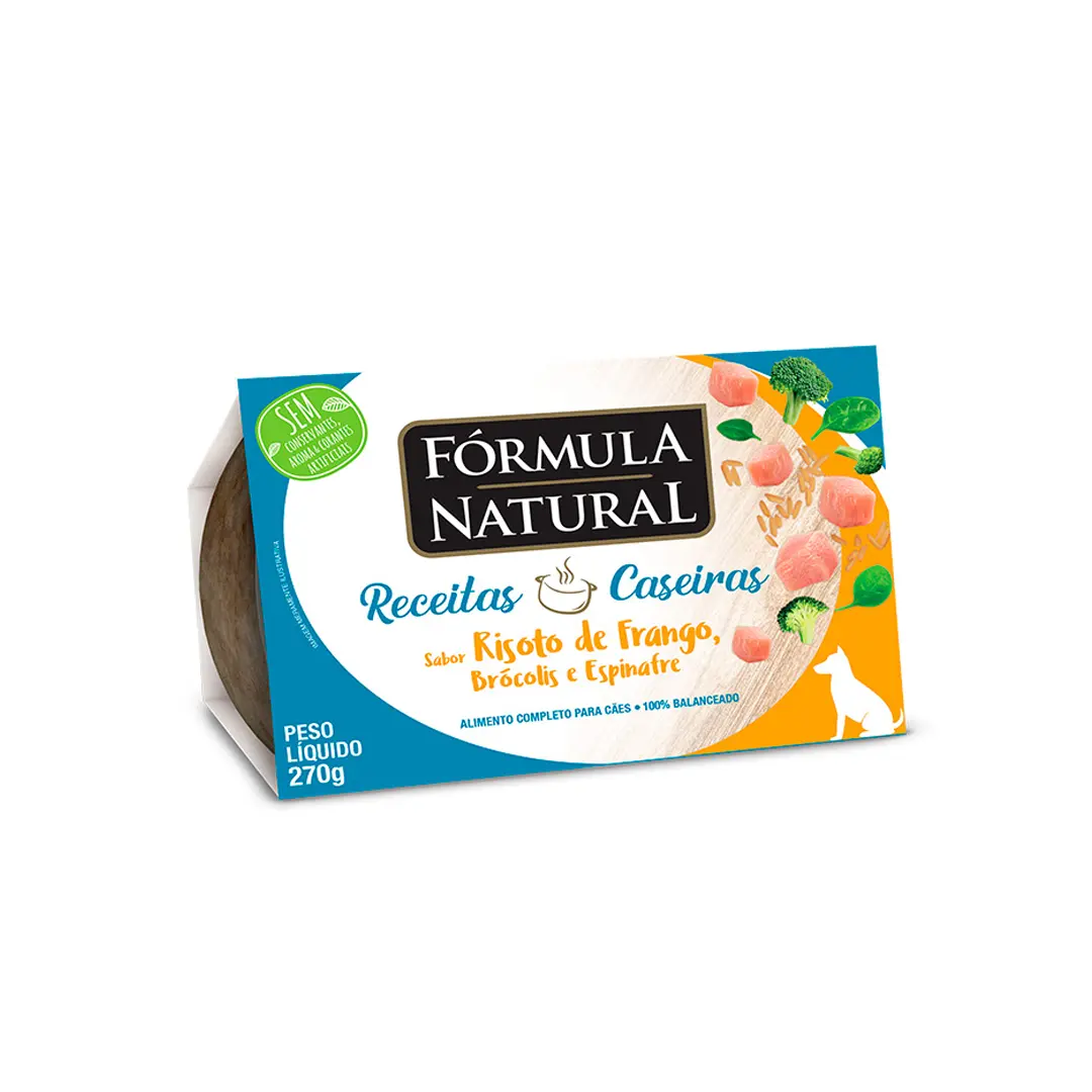Ração Úmida Fórmula Natural Receitas Caseiras para Cães Adultos Sabor Risoto de Frango, Brócolis e Espinafre 270g