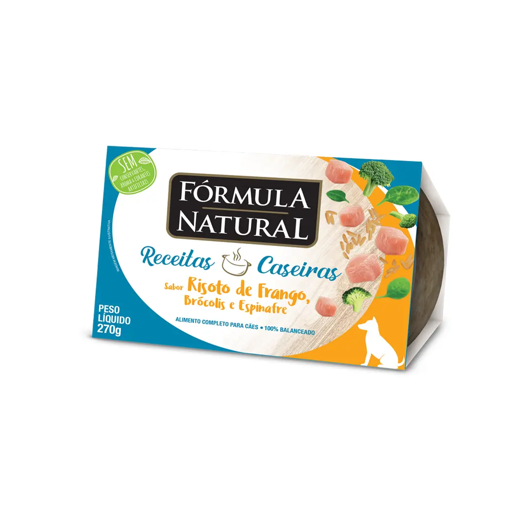 Ração Úmida Fórmula Natural Receitas Caseiras para Cães Adultos Sabor Risoto de Frango, Brócolis e Espinafre 270g