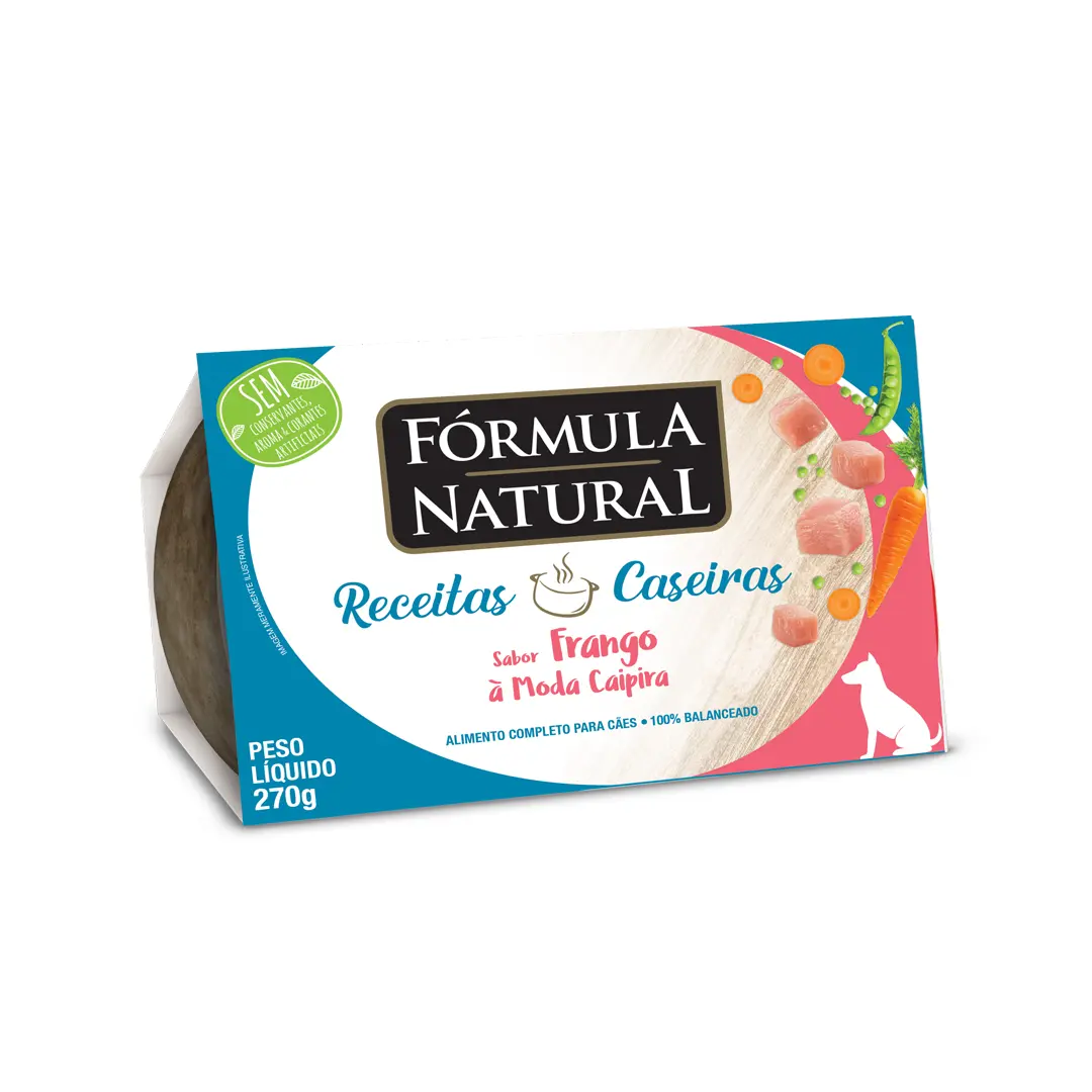 Ração Úmida Fórmula Natural Receitas Caseiras para Cães Adultos Sabor Frango à Moda Caipira 270g