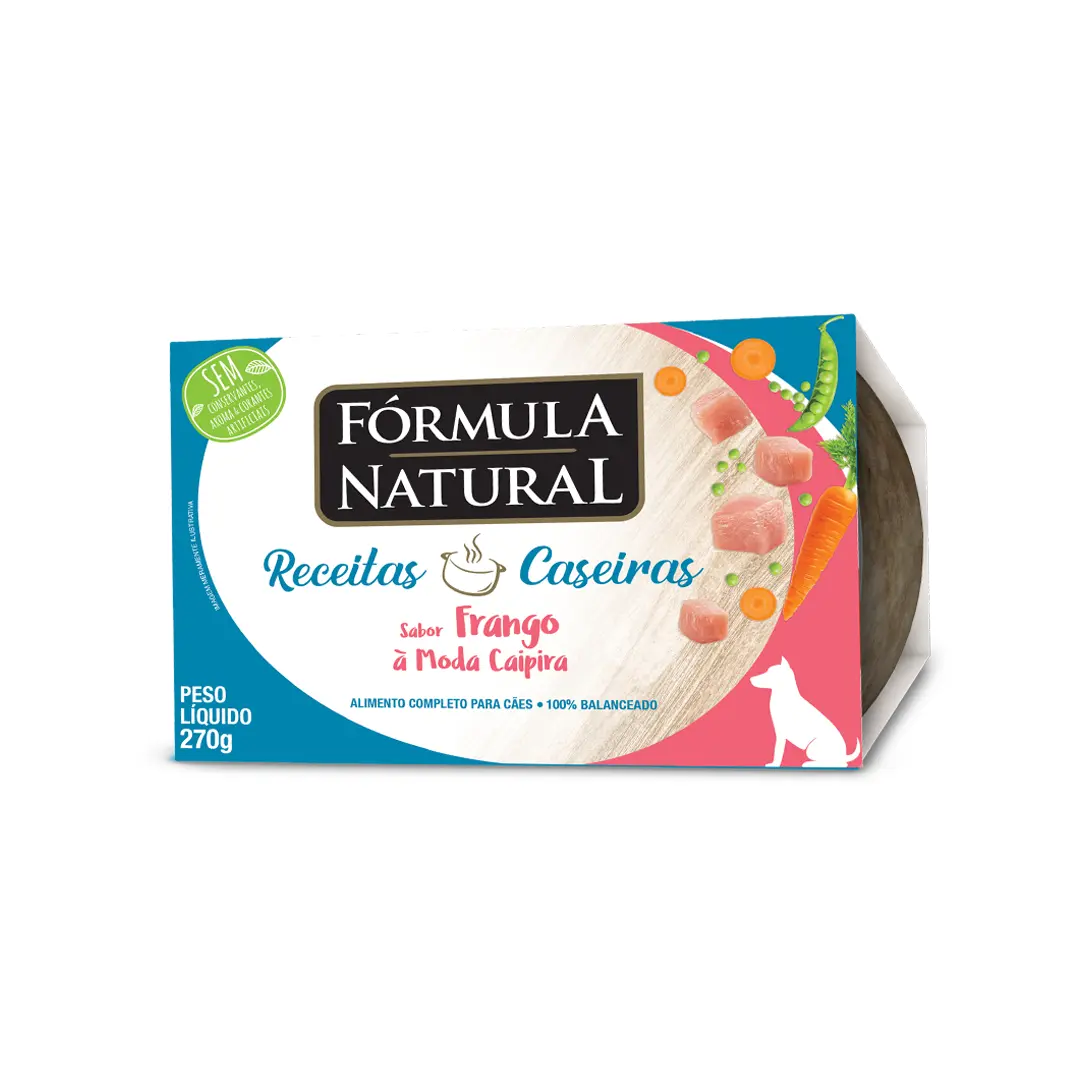 Ração Úmida Fórmula Natural Receitas Caseiras para Cães Adultos Sabor Frango à Moda Caipira 270g