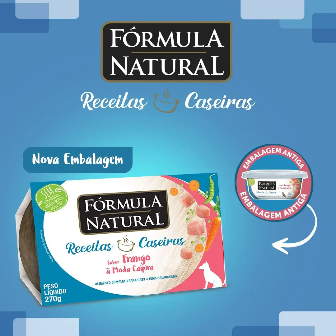 Ração Úmida Fórmula Natural Receitas Caseiras para Cães Adultos Sabor Frango à Moda Caipira 270g