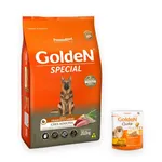 COMBO Ração Golden Special para Cães Adultos Sabor Frango e Carne 20Kg + Golden Cookie Banana, Aveia e Mel 350g
