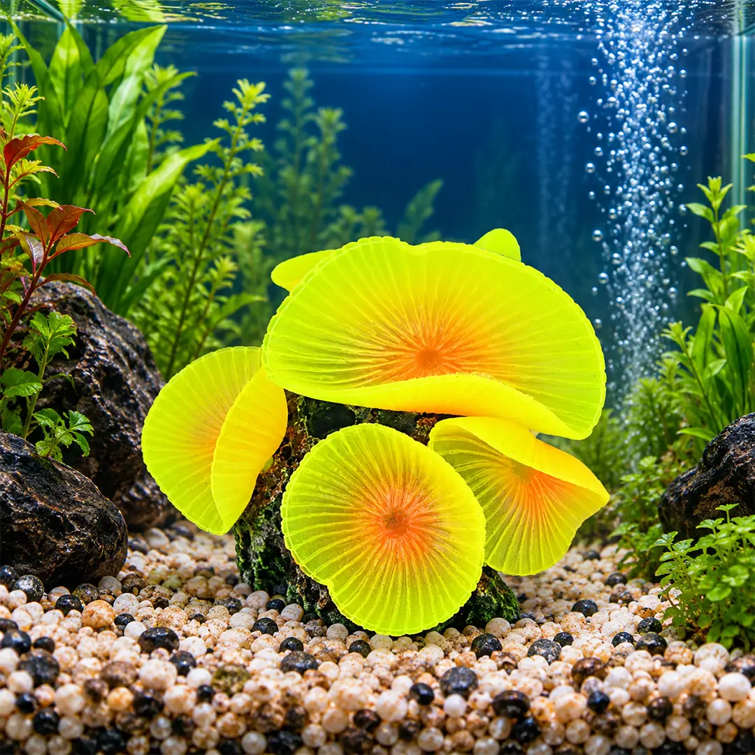 Enfeite de Silicone Soma para Aquários Coral Mush Giant Amarelo