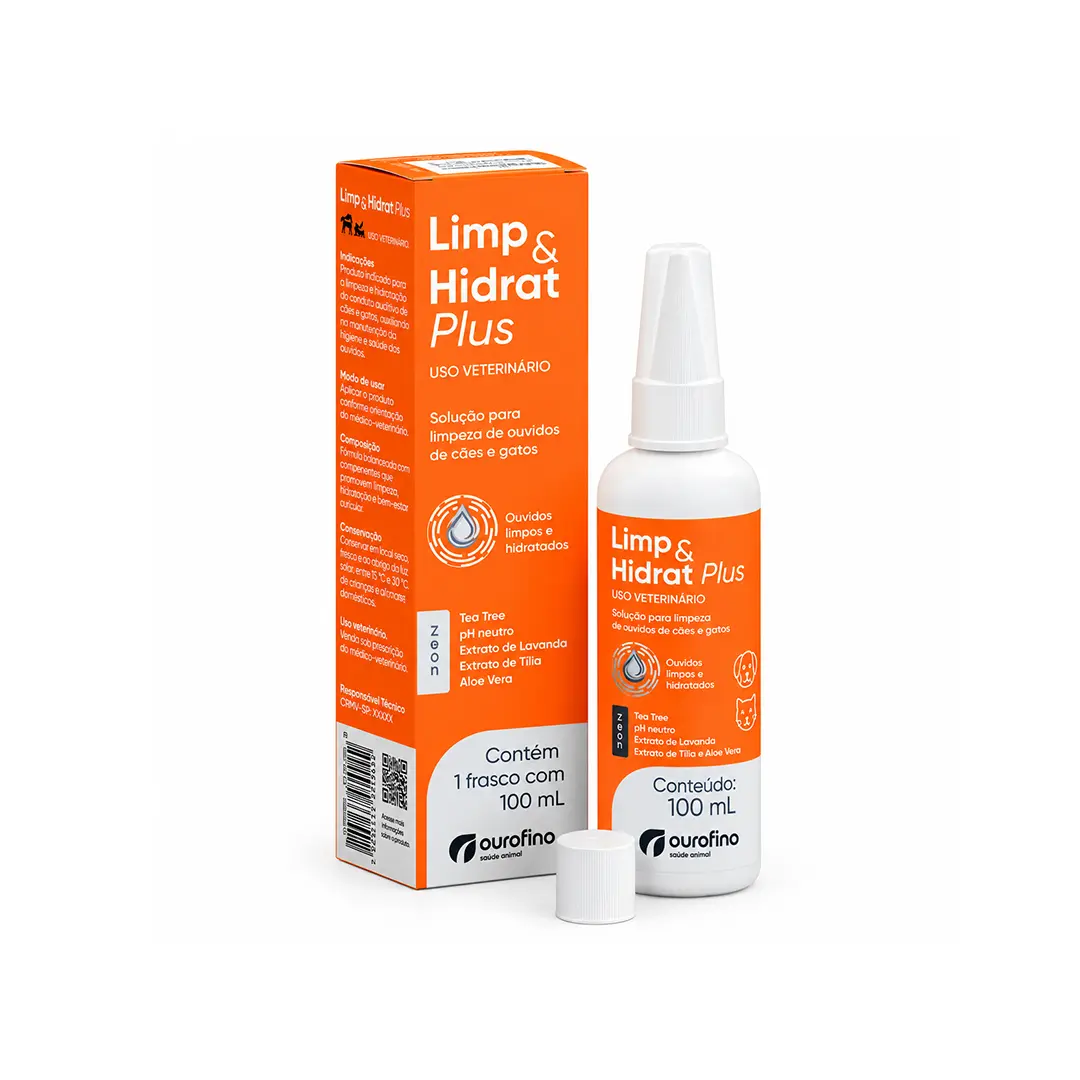 Limp &amp; Hidrat Plus Ourofino Solução Otológica 100ml