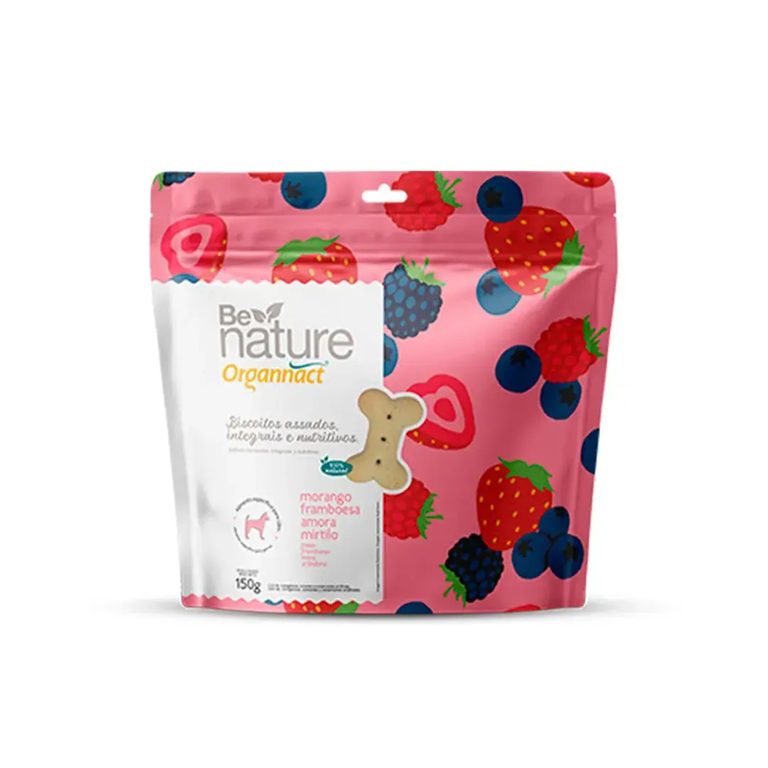 Organnact Ômega 3 Dog 1000mg+Biscoito Be Nature para Cães Morango, Framboesa, Amora e Mirtilo 150g Grátis