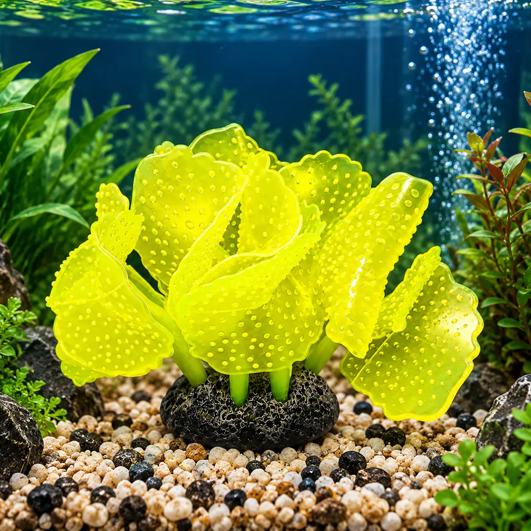 Enfeite de Silicone Soma para Aquários Coral Mushroom Sportted Amarelo 02