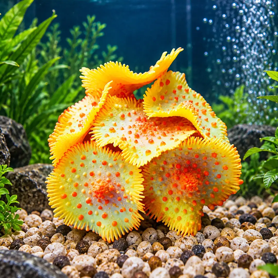Enfeite de Silicone Soma para Aquários Coral Ricordea Spotted Amarelo