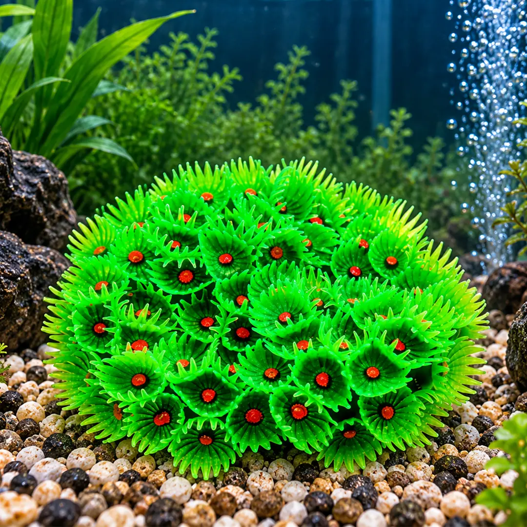 Enfeite de Silicone Coral Soma para Aquários Zoanthus Colonia Verde