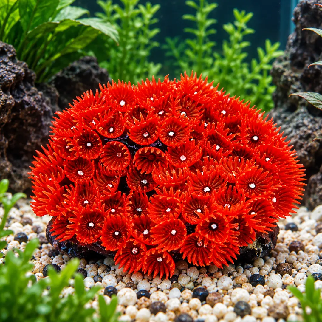 Enfeite de Silicone Coral Soma para Aquários Zoanthus Colonia Vermelho