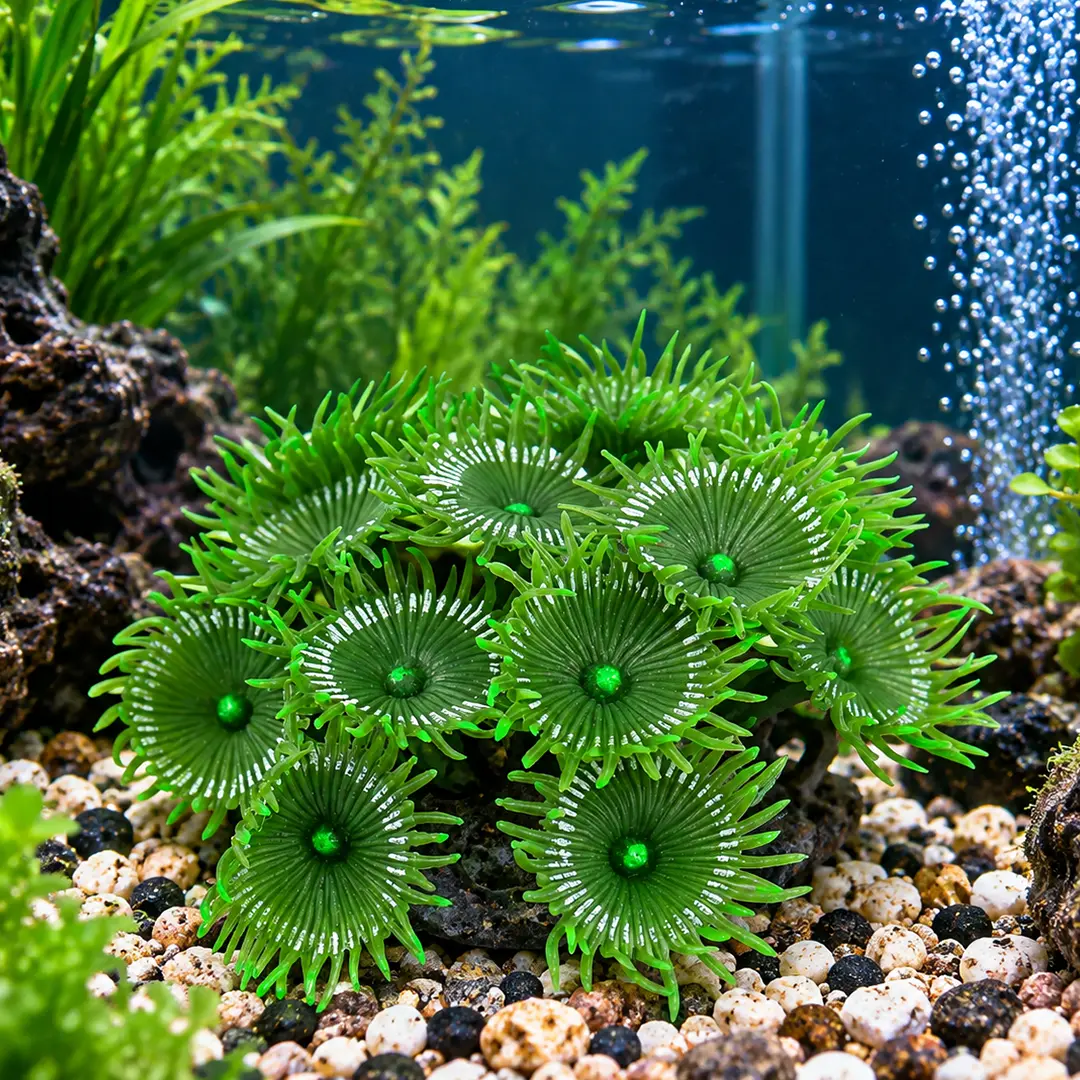 Enfeite de Silicone Coral Soma para Aquários Zoanthus Verde 02