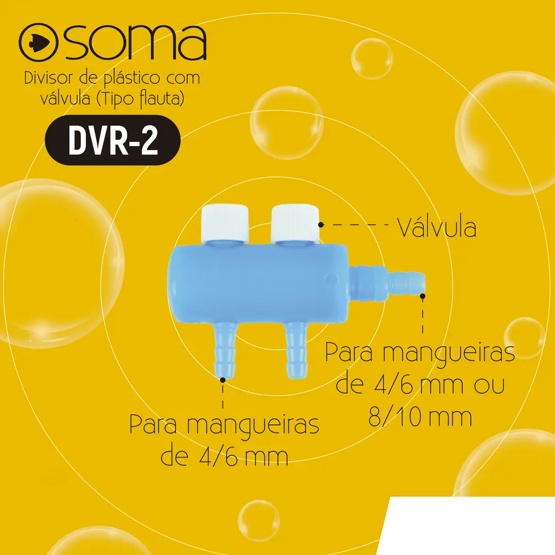 Divisor Conector de Ar Plástico Soma com Válvula 2 Saídas