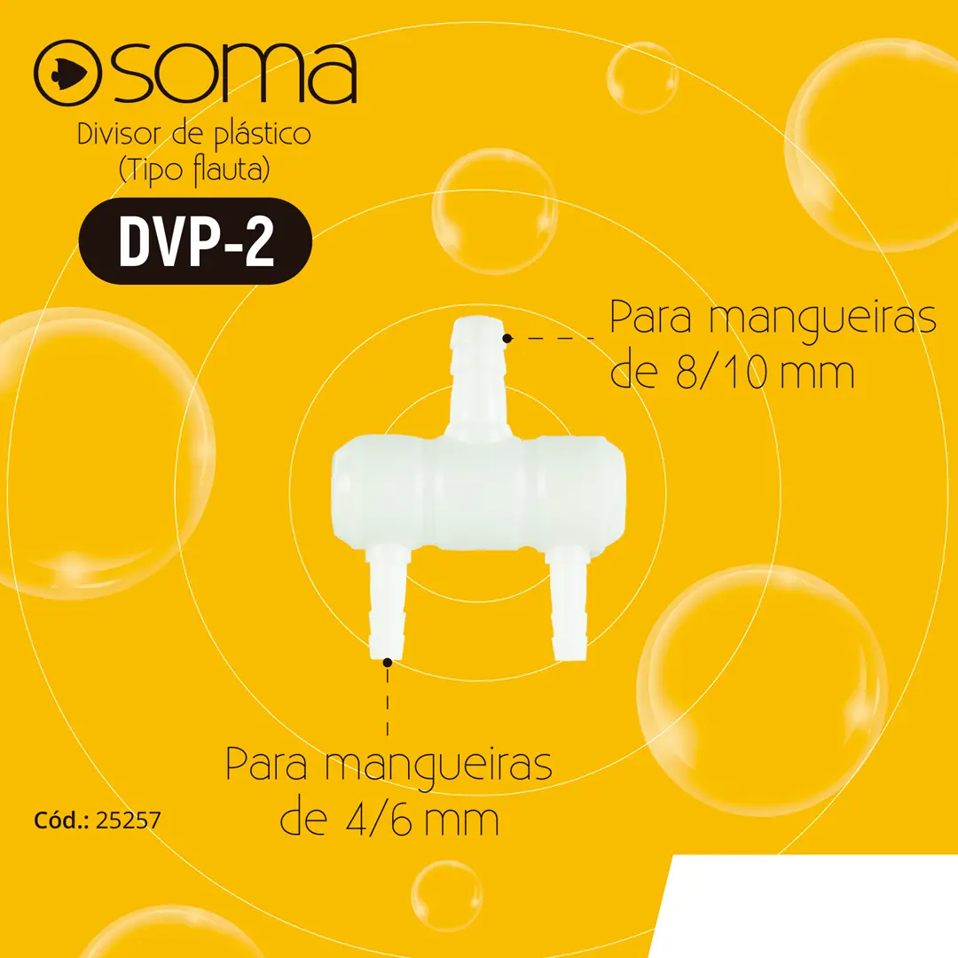 Divisor Conector de Ar Plástico Soma Tipo Flauta 2 Saídas