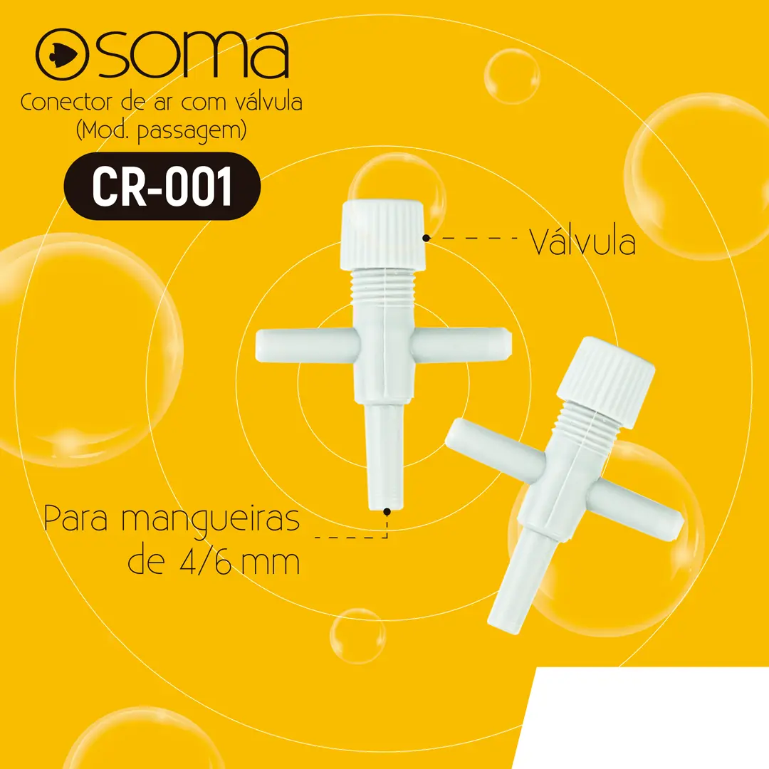 Divisor Conector de Ar Plástico Soma com Válvula CR-001 Modelo Passagem 2 Unidades