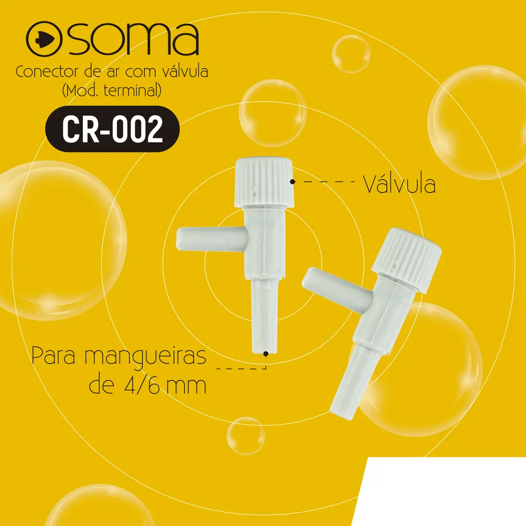 Divisor Conector de Ar Plástico Soma com Válvula CR-002 Modelo Terminal 2 Unidades