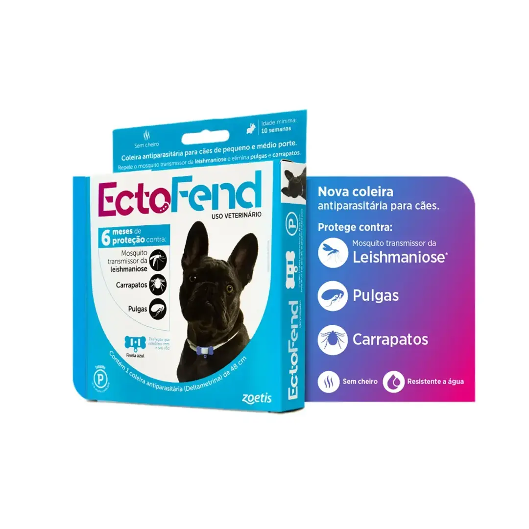Coleira Antiparasitária Ectofend Zoetis 48cm Azul para Cães