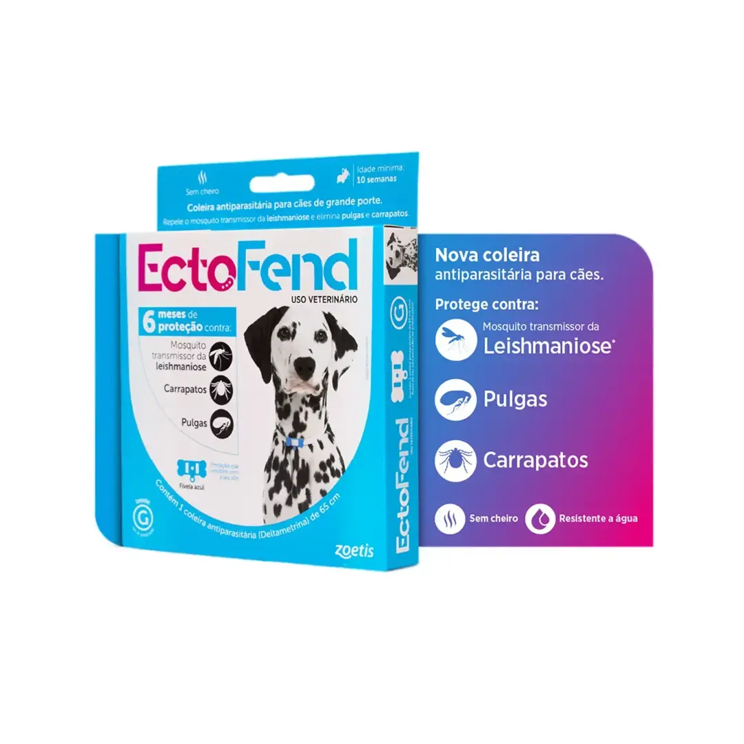 Coleira Antiparasitária Ectofend Zoetis 65cm Azul para Cães