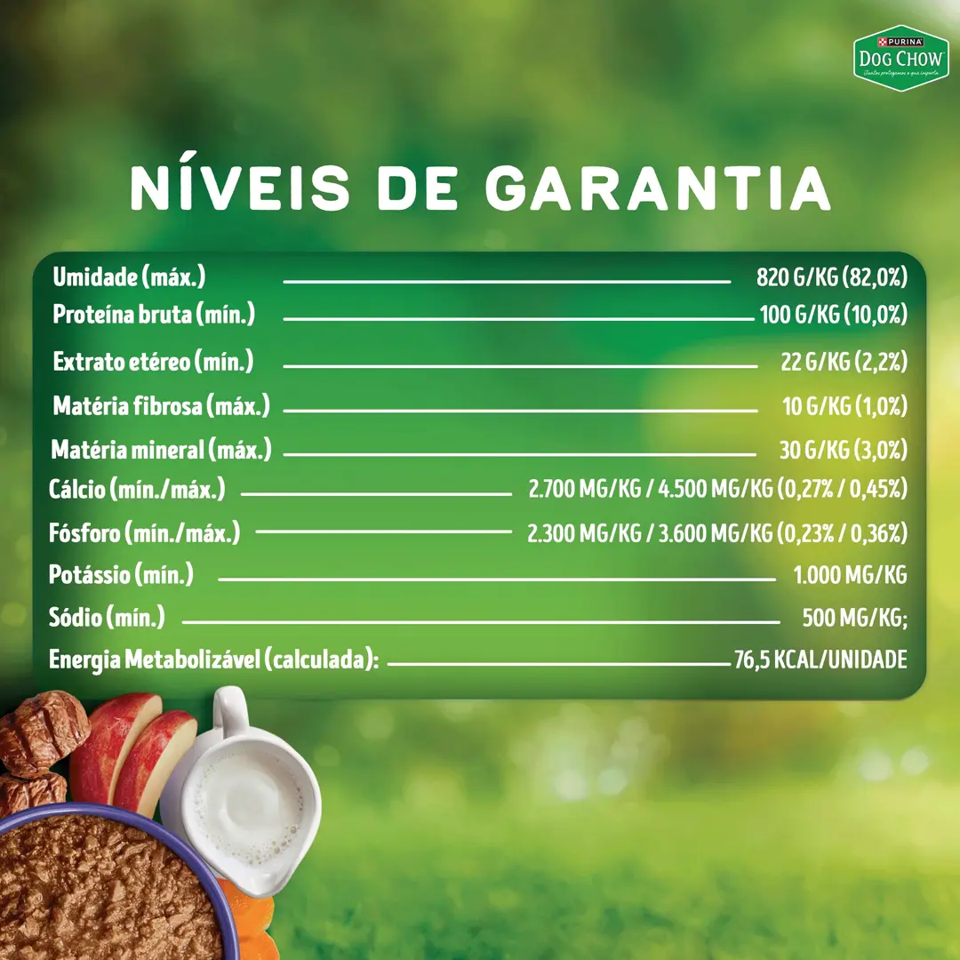 Ração Úmida Dog Chow Sachê Ótimo Começo Papinha para Cães Filhotes Sabor Carne, Cenoura, Maçã e Leite 85g