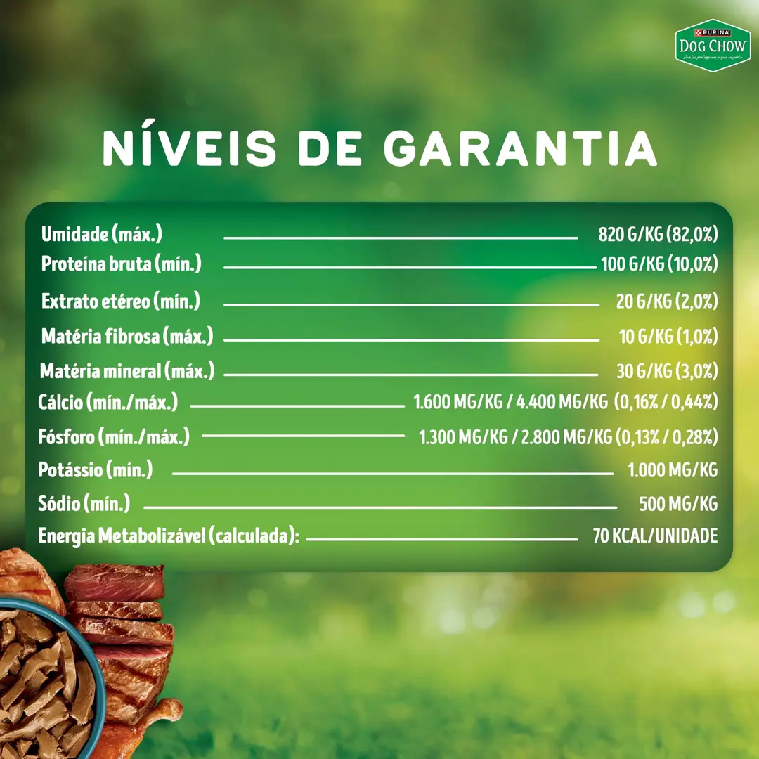 Ração Úmida Dog Chow Sachê Tripla Proteína para Cães Adultos Sabor Carne, Frango e Porco em Tirinhas 85g
