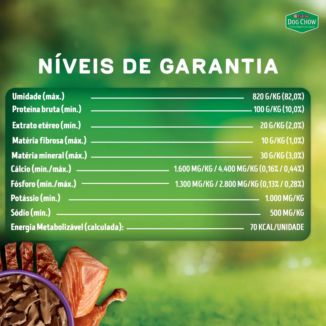 Ração Úmida Dog Chow Sachê Tripla Proteína para Cães Adultos Sabor Carne, Frango e Salmão em Tirinhas 85g