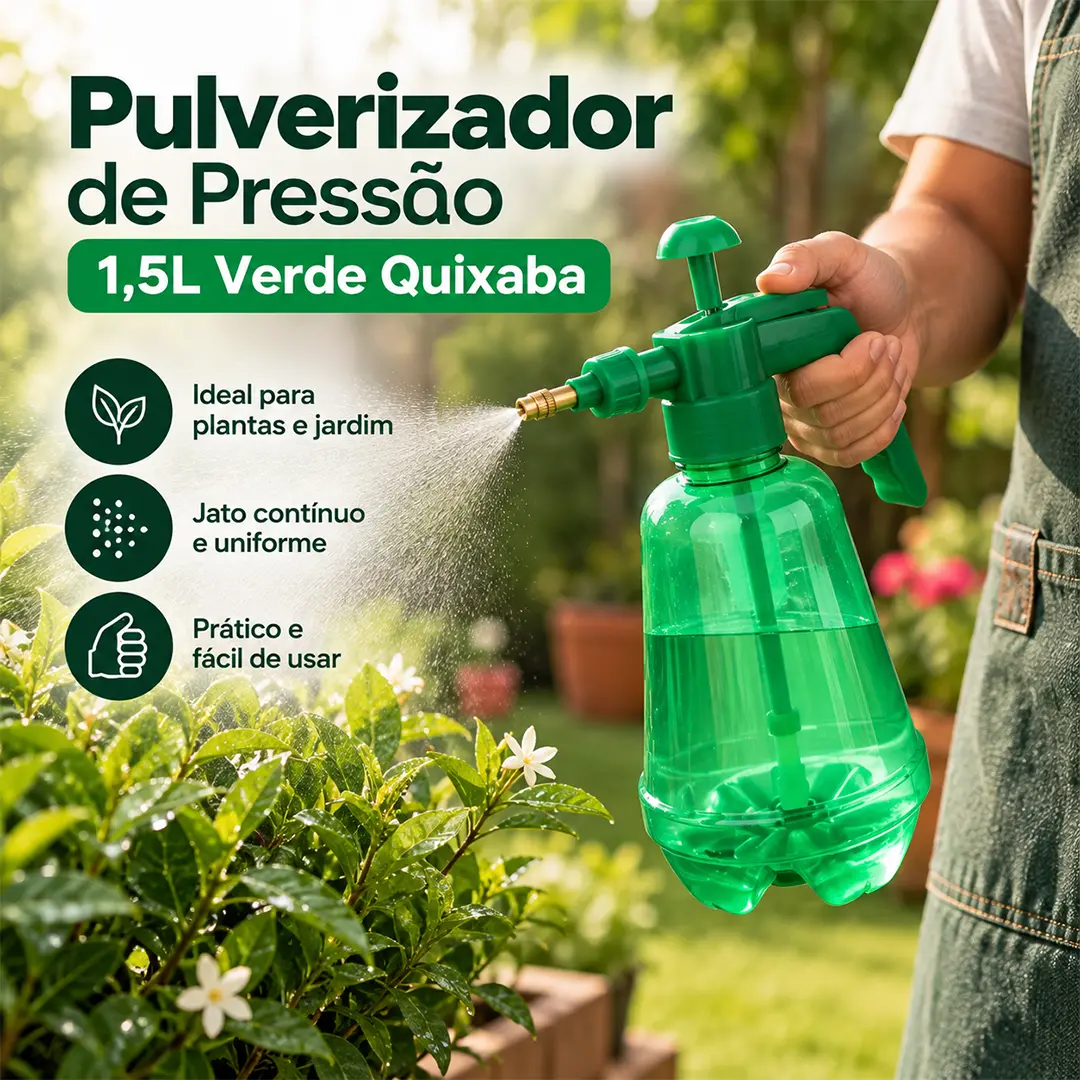 Pulverizador de Pressão 1,5L Verde Quixaba