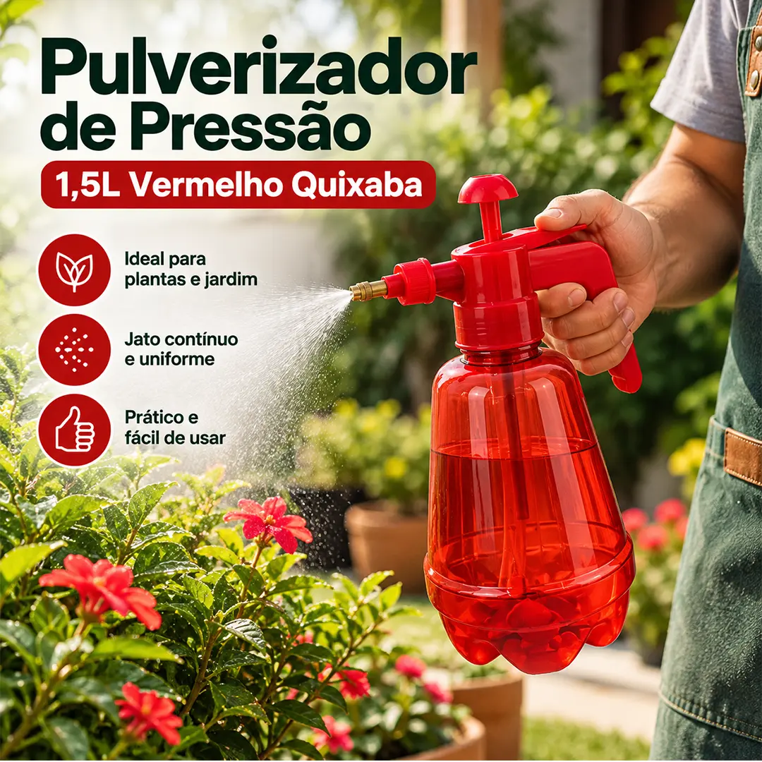 Pulverizador de Pressão 1,5L Vermelho Quixaba